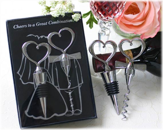 “Cheers to a Great Celebration” Wine Stopper and Opener (Black Packaging)